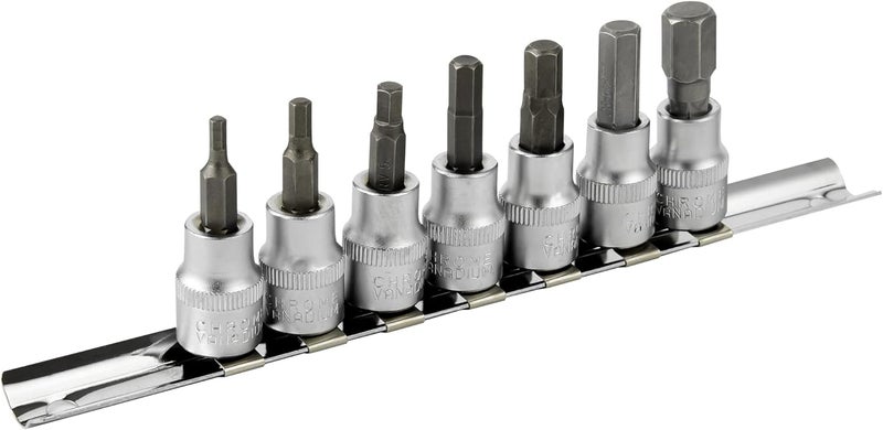 DAZCOS Hex Bit Socket Set, 7 Piece, 3/8 Inch Drive Metric, Sizes 3-10mm - Image 1